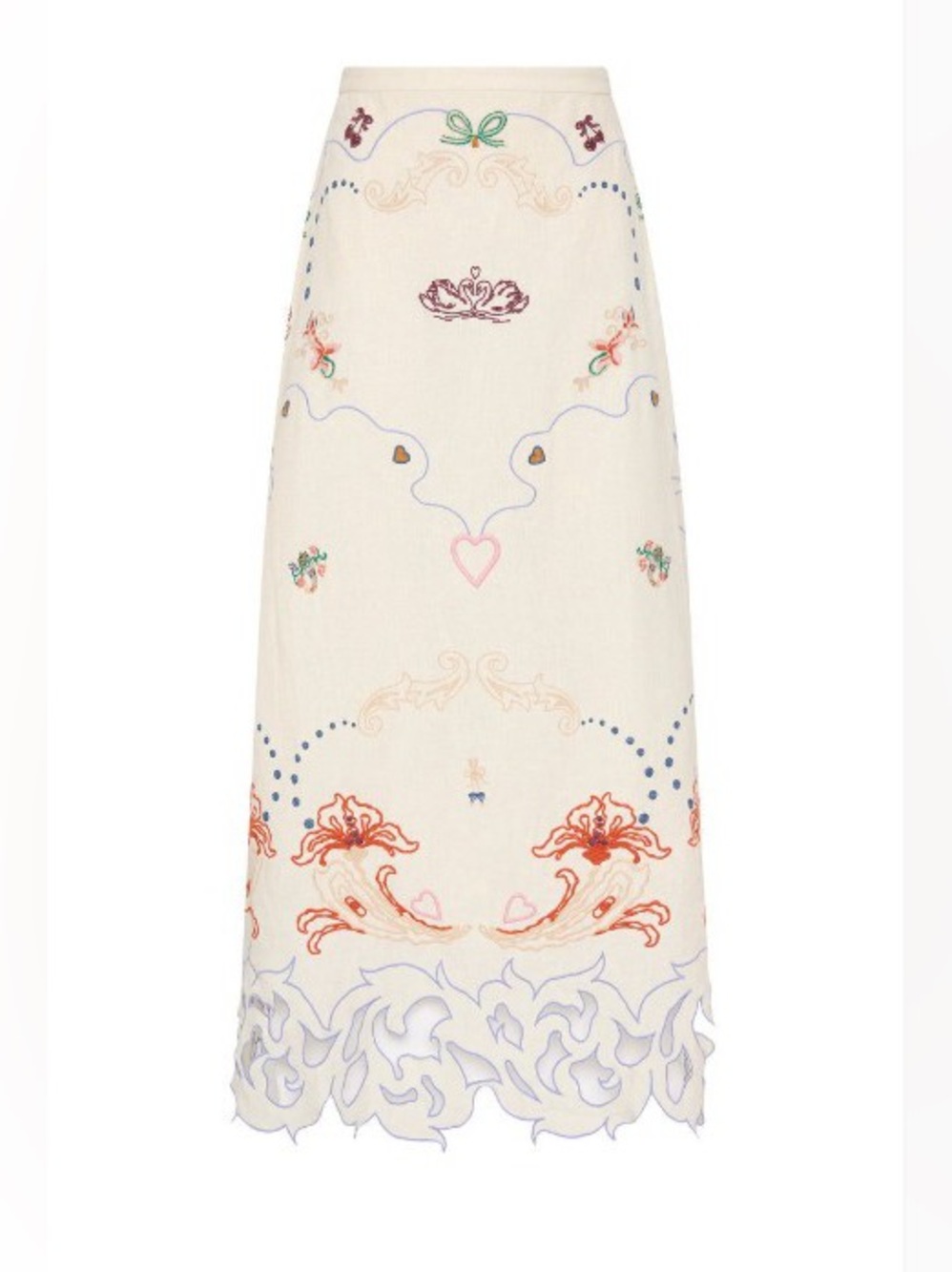 Antipodean Matchmaker 100% Cotton Embroidery Cutout Midi Skirt AU8/US4